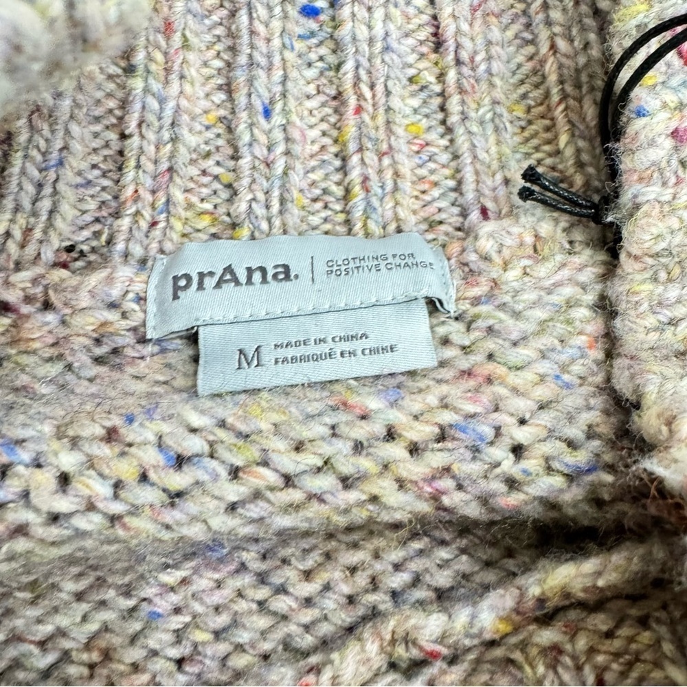New Prana Honeycomb Knit Ibid Tunic Sweater beige silk wool blend Sz Medium - Picture 8 of 10